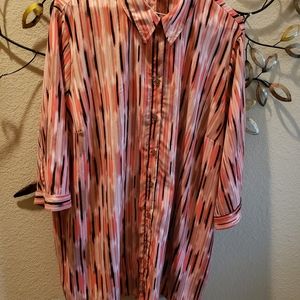 3/4 sleeve salmon plus size blouse